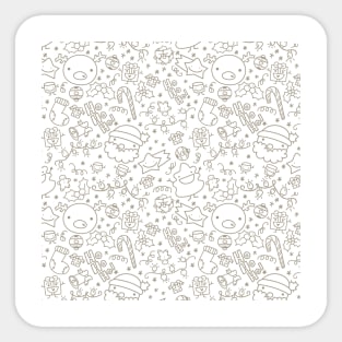 Christmas Doodles - Grey and White Sticker